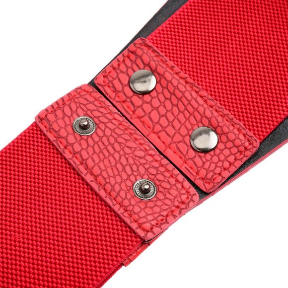 Womens Faux Leather 5 Metal Rings Wide Waist Belt main image 4